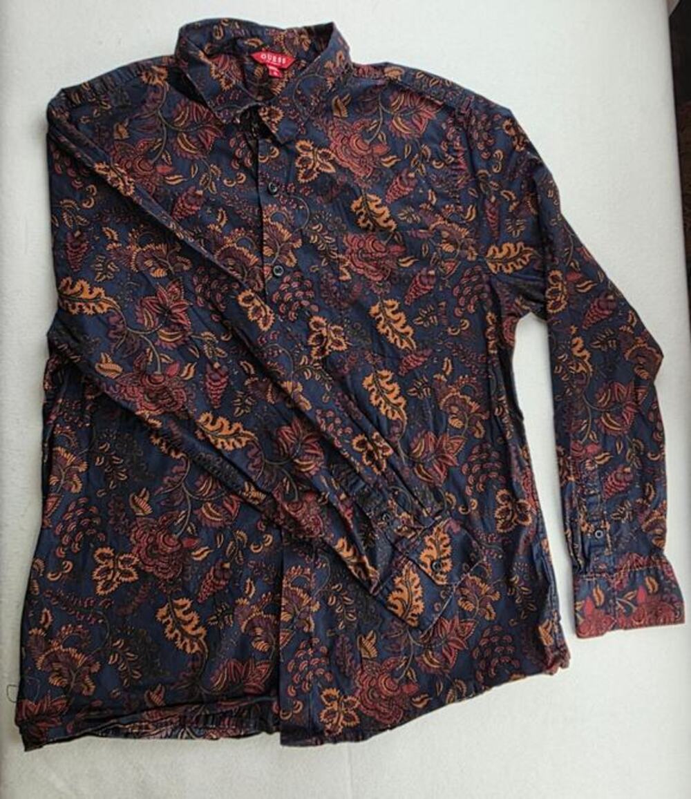 Guess Mens Floral Casual Button Down Shirt Size XL